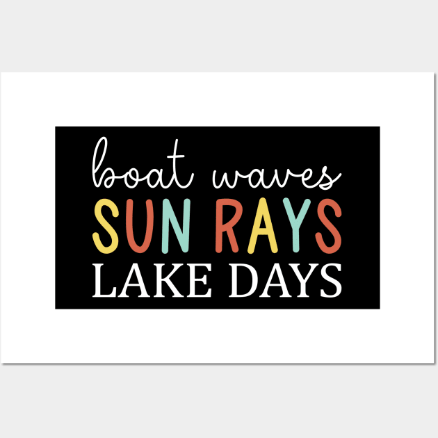 Boat Waves Sun Rays Lake Days Cute Summer Vacation Mom Wall Art by Nisrine